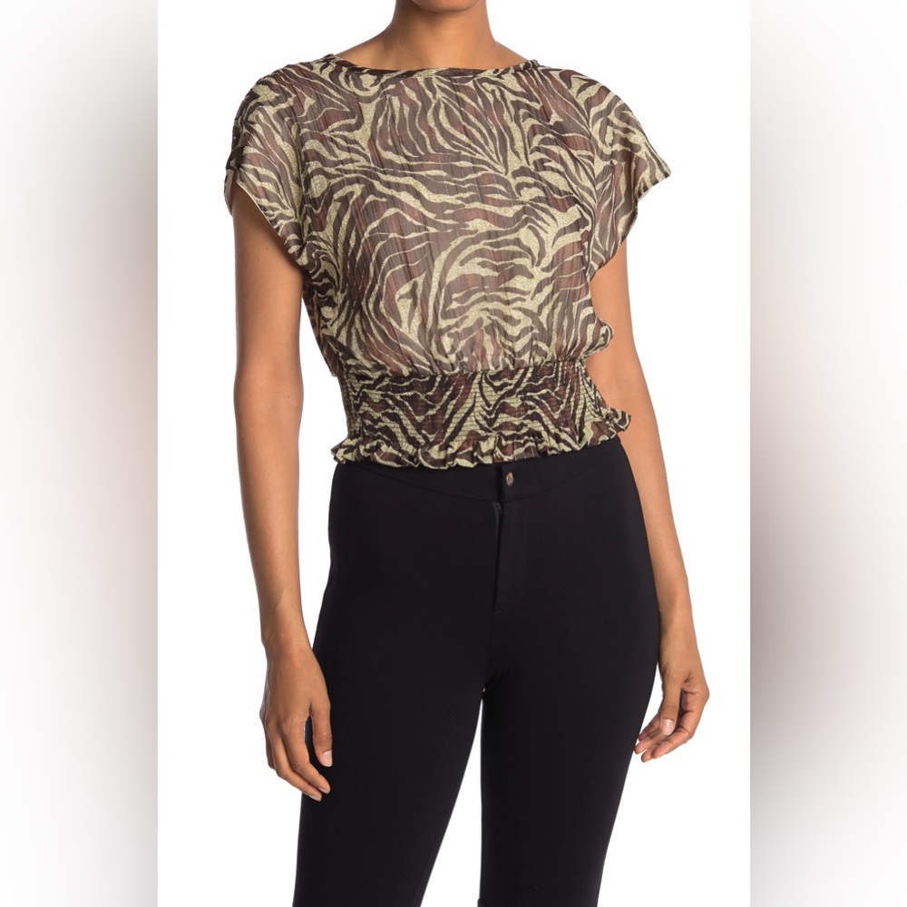 New Walter Baker Krissy Zebra Top Safari Zeb Smocked Size Large